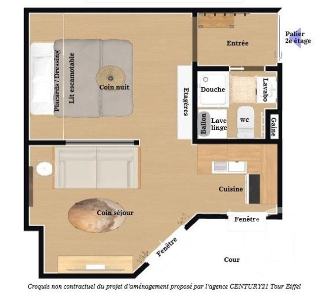Appartement Studio à vendre - 1 pièce - 21.9 m2 - PARIS - 75007 - ILE-DE-FRANCE - Century 21 Tour Eiffel