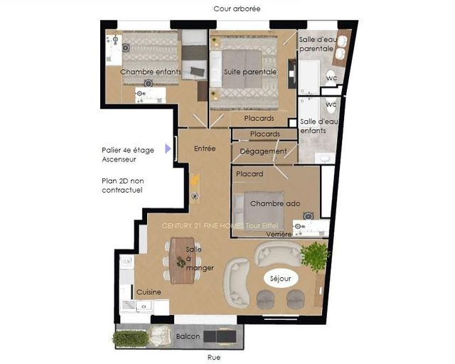 Appartement à vendre - 3 pièces - 82.88 m2 - PARIS - 75007 - ILE-DE-FRANCE - Century 21 Tour Eiffel