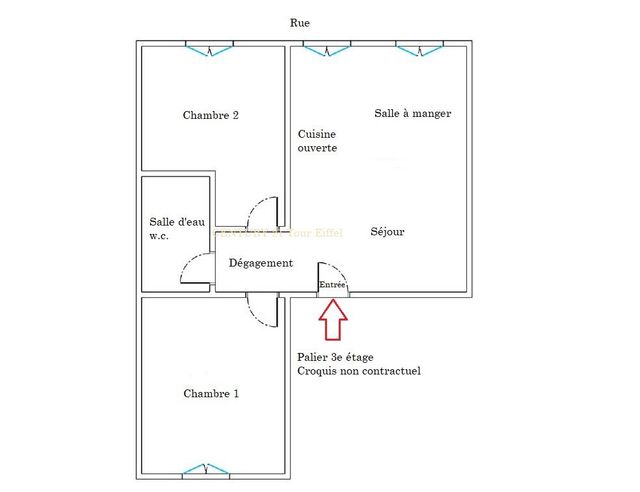 Appartement à vendre - 3 pièces - 44.63 m2 - PARIS - 75007 - ILE-DE-FRANCE - Century 21 Tour Eiffel