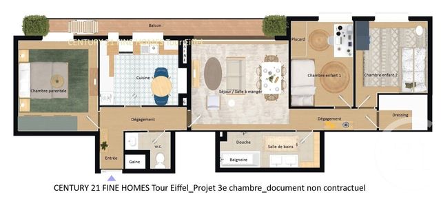 Appartement à vendre - 4 pièces - 76.43 m2 - PARIS - 75015 - ILE-DE-FRANCE - Century 21 Tour Eiffel