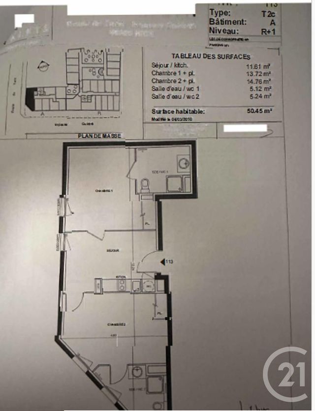 Appartement F3 à vendre - 3 pièces - 50.45 m2 - NICE - 06 - PROVENCE-ALPES-COTE-D-AZUR - Century 21 Tour Eiffel